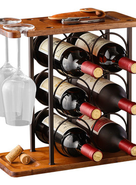 创意美式金属木底货源酒杯倒挂架餐厅酒吧酒架摆件红酒批发