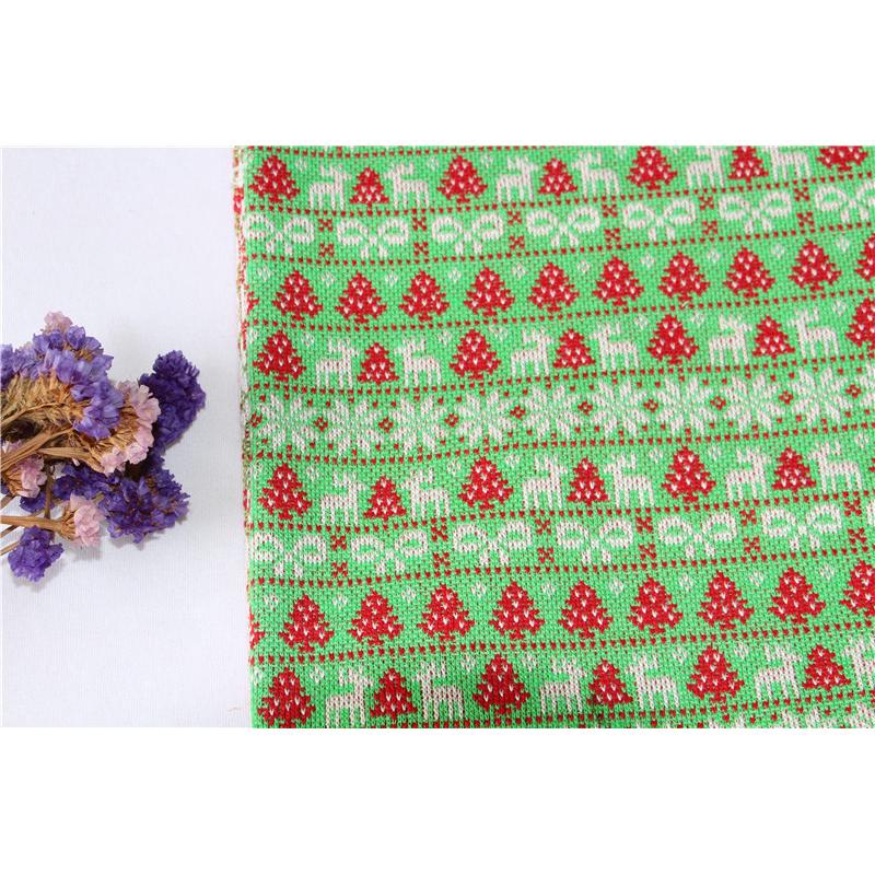 晴纶毛线工艺色织圣诞服装毛线提花布料抱枕靠垫面料针织面料