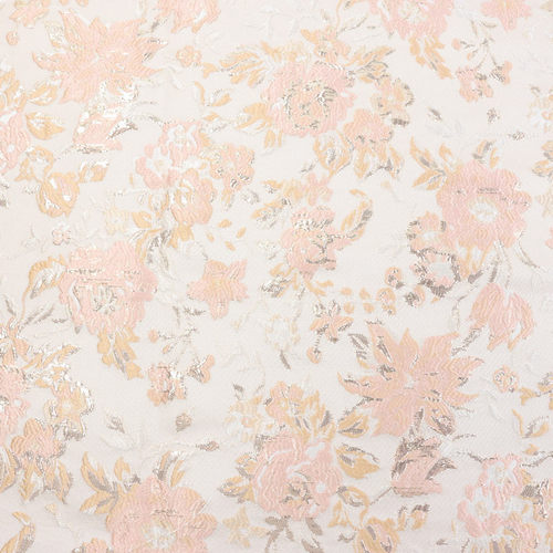 粉色浮雕金丝提花色织织锦缎面料挺括时装蓬蓬裙箱包时装布料