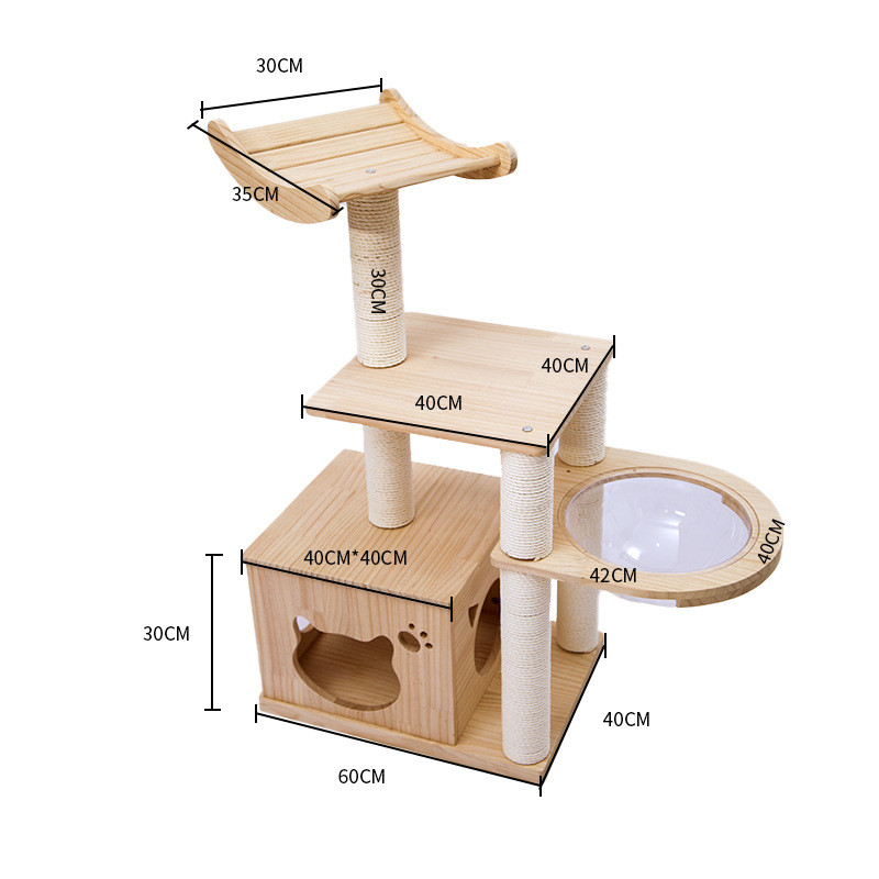 猫爬架实木猫抓柱猫窝猫树一体大型太空舱猫别墅