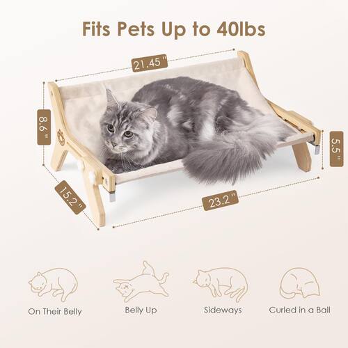 实木猫吊床悬挂猫床猫窝宠物用品栖息窗户猫爬架可调节猫窗床边架