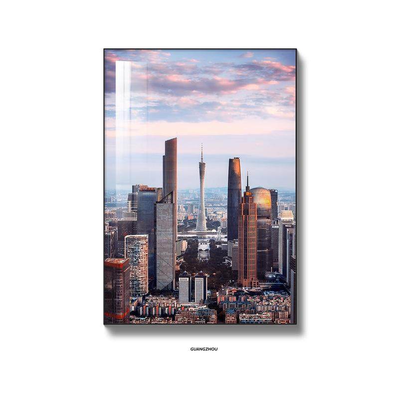 bx62上海城市风景装饰画建筑画夜景摄影画深圳挂画入户玄关画落地