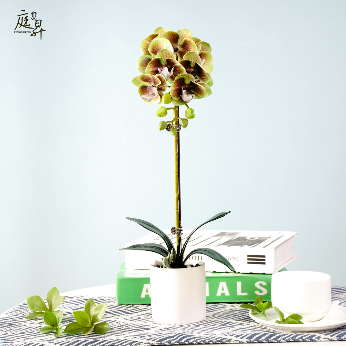 仿真花湿感高级蝴蝶兰家居装饰摆件假花客厅中国风摆花餐桌绢花