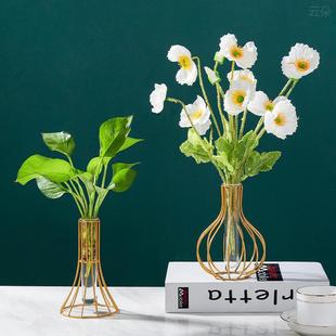 饰摆件 创意铁艺插花电镀水培玻璃葫芦小蛮腰花瓶家居餐桌桌面装