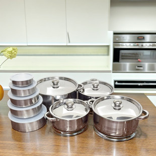 爆品铝锅7件套锅家用pots光炊具14件套铝锅套装砂酒店铝汤锅