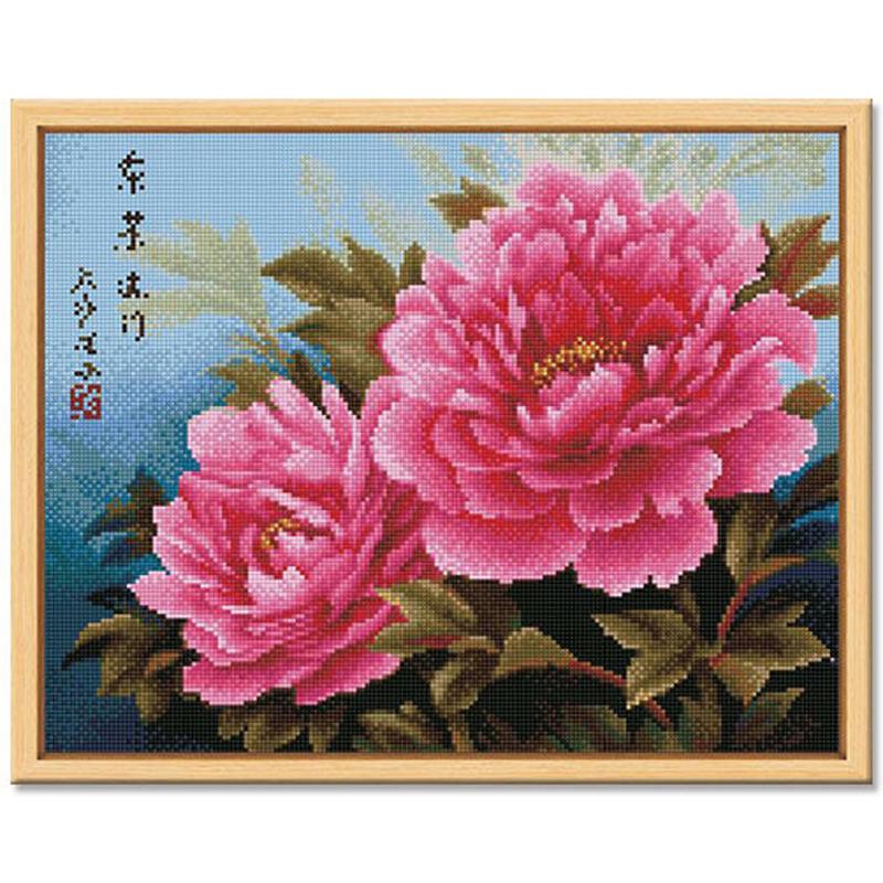 得艺钻石画亚克力满钻简约带框挂画 室内客厅花卉系列手工装饰画图片