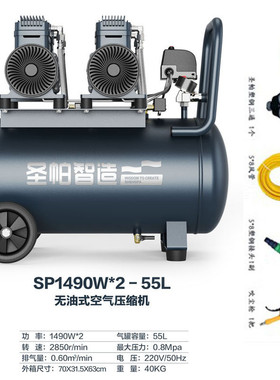 帕圣无油空压机打气泵10l15l30l55l65l100l120l150l200l铜芯泵头