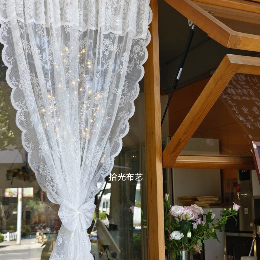 免打孔隔断蕾丝纱帘门帘韩式厨房卧室穿杆小窗帘法式田园短帘新款