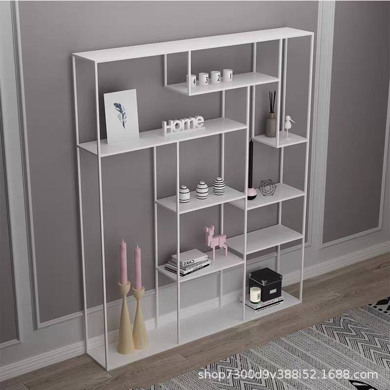 创意书架落地铁艺架陈列架北欧靠墙窄置物架客厅装饰隔断展示架