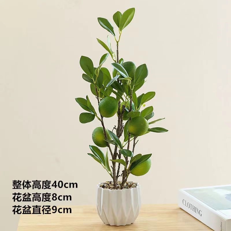 店铺石榴树摆件创意盆栽客厅假装饰假绿植柠檬树桌面花盆水果