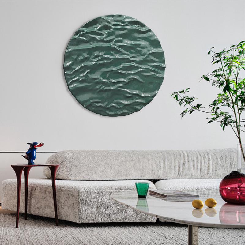 热卖装饰画批发实物圆形木雕立体手绘油画样板房壁画玄关挂画