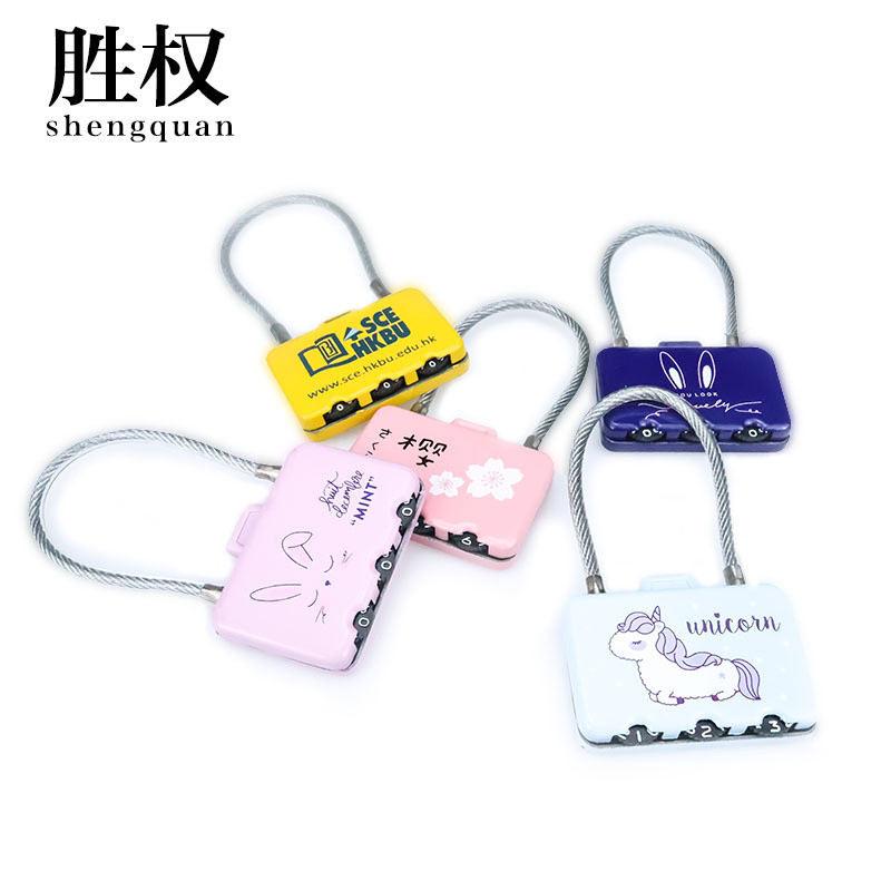 热销钢丝绳密码挂锁抽屉柜加长挂锁迷你钢丝锁子长刹车锁厂家直销