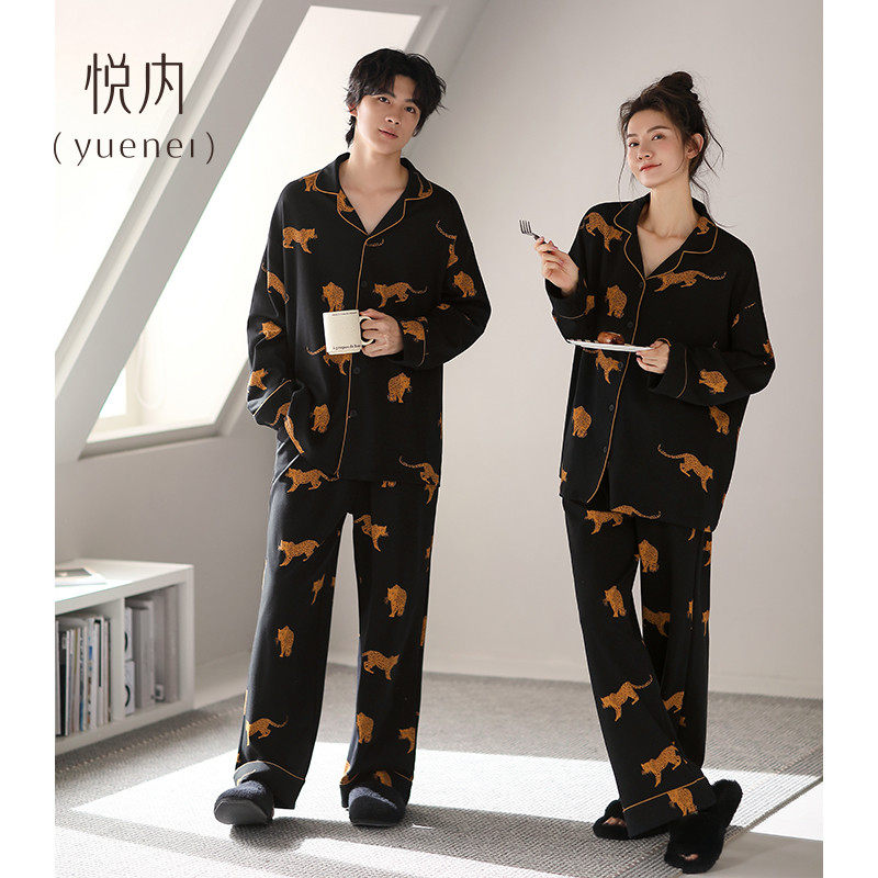 悦内情侣睡衣女款春秋款秋季长袖纯棉家居服男士黑色老钱风高级感,女士内衣/男士内衣/家居服,睡衣/家居服套装,淘宝优惠券,粉丝福利购,淘宝优惠卷