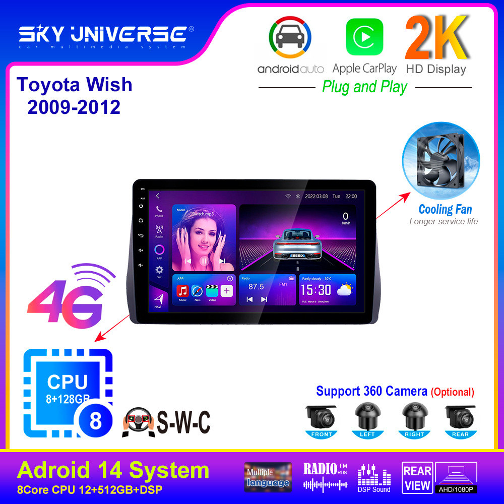跨境适用于丰田Wish2009-2012安卓导航carplay车机