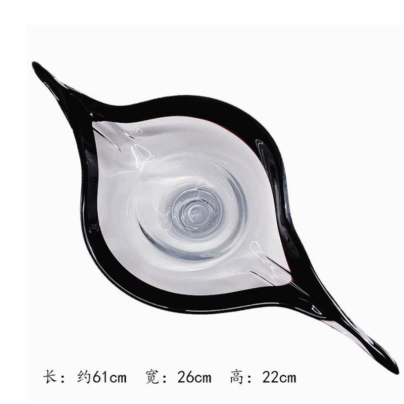 轻奢玻璃果盘客厅茶几摆件样板间软装餐桌面收纳托盘家用琉璃果盘