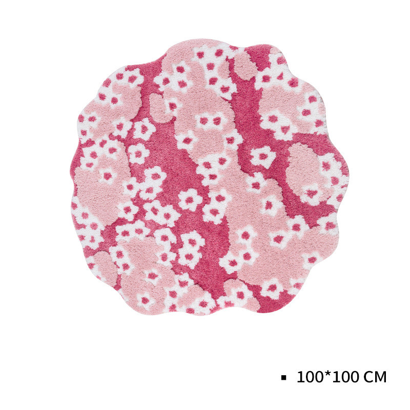 美式茶几毯花朵植绒圆形地毯客厅沙发田园高低毛立体苔藓地毯