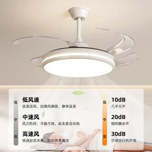 名宝灯具隐形风扇灯吊扇灯2024新款吸顶家用客厅餐厅卧室电扇吊灯