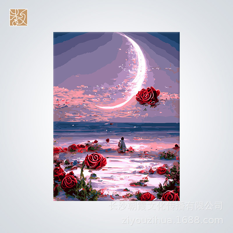 diy数字油画手工油画手绘填色亲子兴趣培养带装饰画4560摆件内框