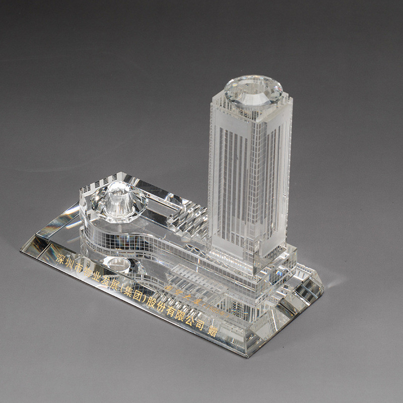 水晶建筑模型定制厂家定做楼盘楼模水晶竣工纪念品水晶礼品摆台