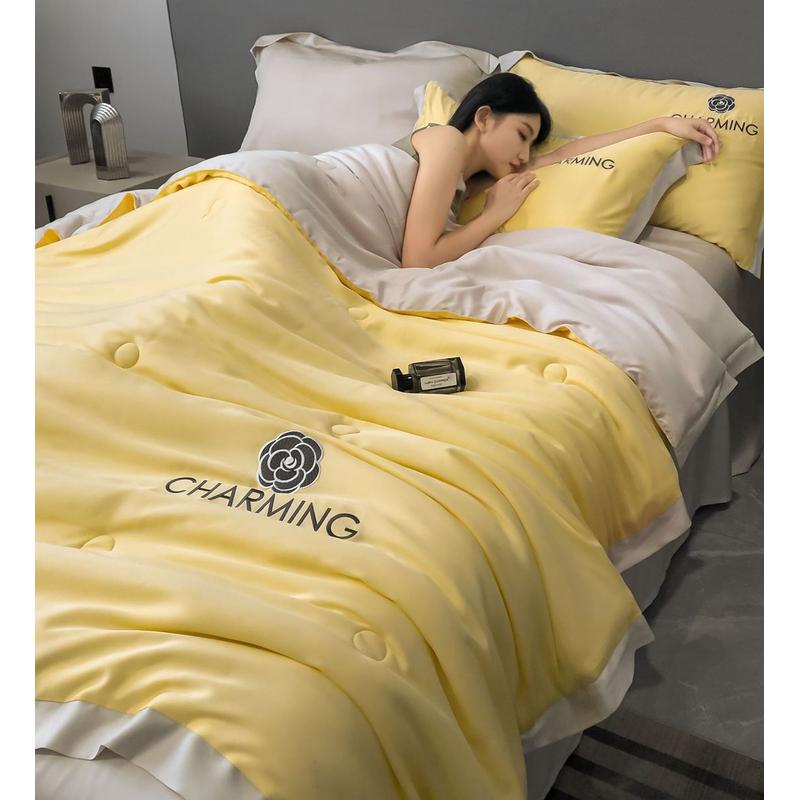 夏季双人冰丝夏凉被四件套空调被可机洗夏被单水洗薄被子礼品批发