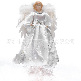 圣诞节发光立体天使娃娃装饰用品树顶星树顶灯家居圣诞树装饰挂件