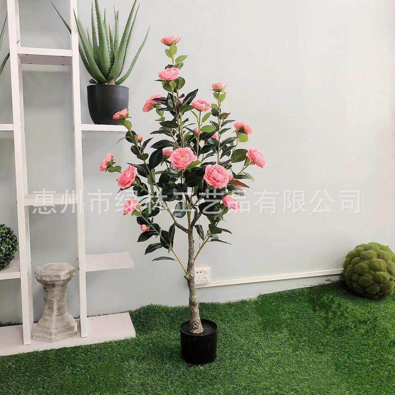 仿真干花假月季花客厅餐桌摆件茶花仿真绿植盆栽玫瑰花盆栽可批发