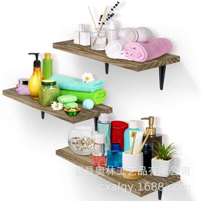 墙上置物架北欧实木墙壁厨房一字隔板墙面木板壁挂原木层板书架