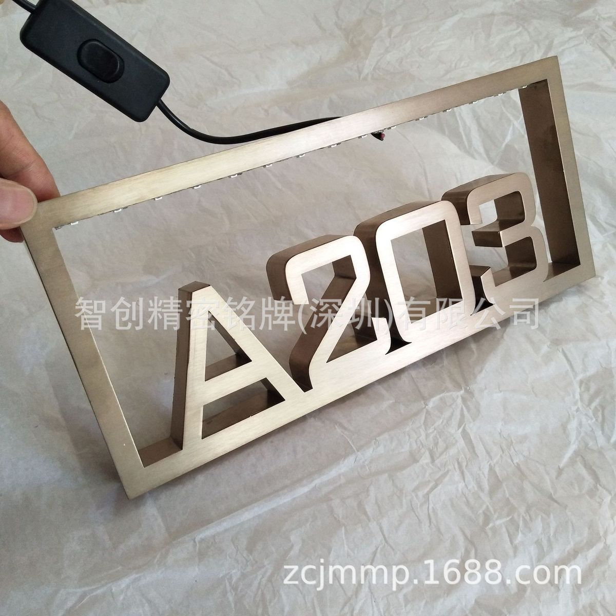 厂家直销酒店门牌发光字不锈钢数字房间号电镀金色数字酒店门牌