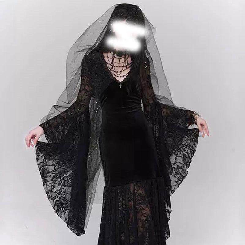 新品暗黑系女装哥特风法式复古黑色连衣裙子漫展cos服装穿搭亚文