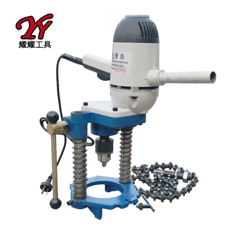 管道开孔机轻型矮款消防管钻三开孔器链条式大功率对穿孔开孔机