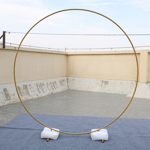 外贸气球拱门单管门架婚礼派对新款卡扣单管圆环门铁艺金色