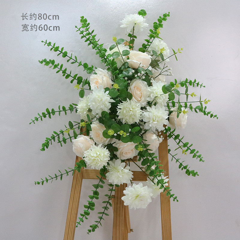 中式婚庆路引牡丹花点背景花艺拱门挂花布置婚礼装饰迎宾花柱摆件