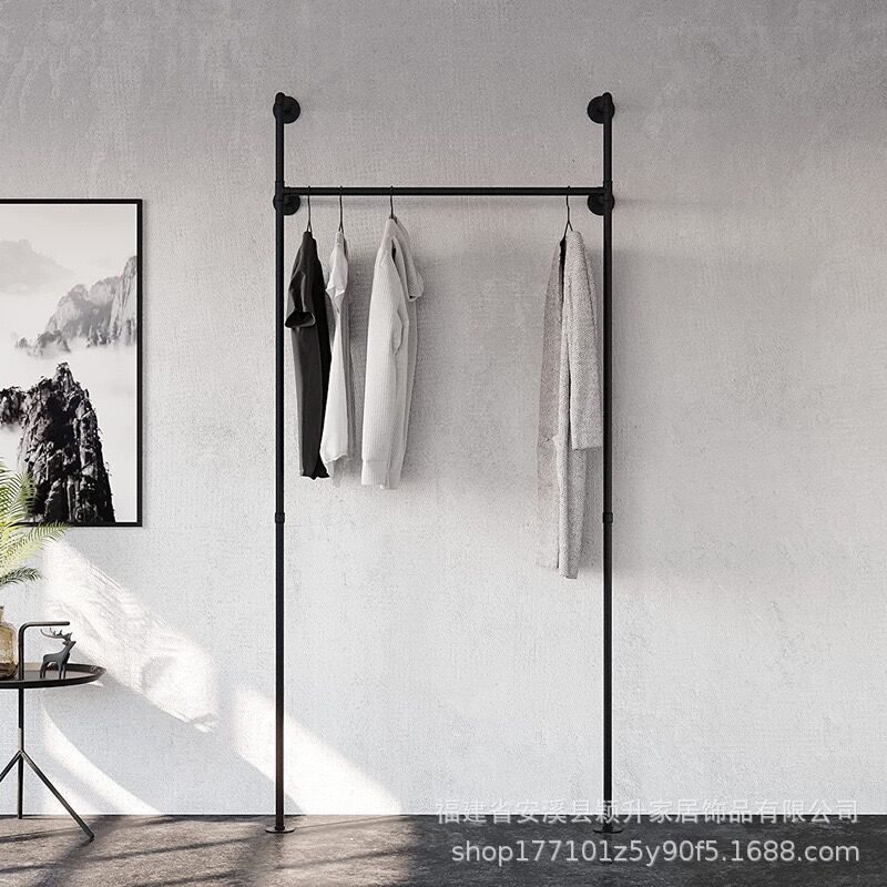 跨境工业复古水管服装店展示架壁挂衣架铁艺衣帽架陈列架厂家批发