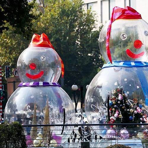 圣诞节充气气模雪人透明雪人充气球圣诞充气雪花球圣诞老人卡通