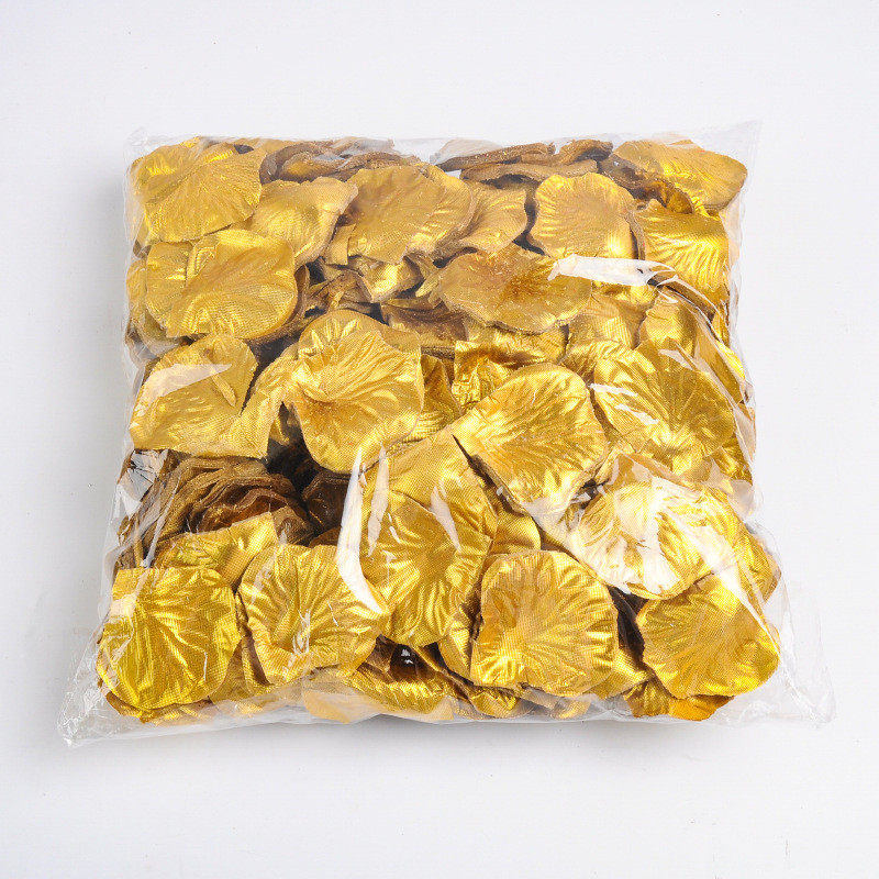 批发仿真色婚礼婚房装饰用品金色绢布手抛花银玫瑰花瓣撒花一斤装