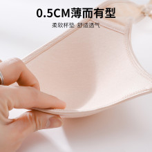 黑色细肩带挂脖内衣女小胸聚拢显大前扣三角杯可外露美背露背文胸
