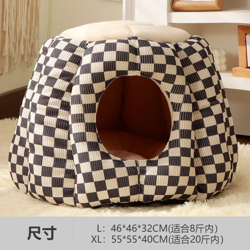 猫窝冬季保暖布艺封闭式狗窝四季通用窝防寒猫屋冬款加大号宠物窝