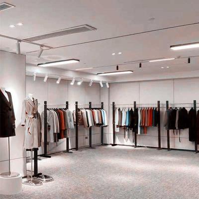 服装店落地展示架铁艺亚光黑简约挂衣架组合架女装店衣服陈列货架