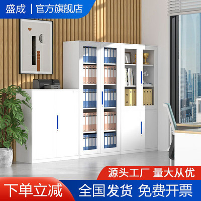盛成薄边文件柜办公室矮柜钢制办公铁皮资料柜拆装薄边储物档案柜