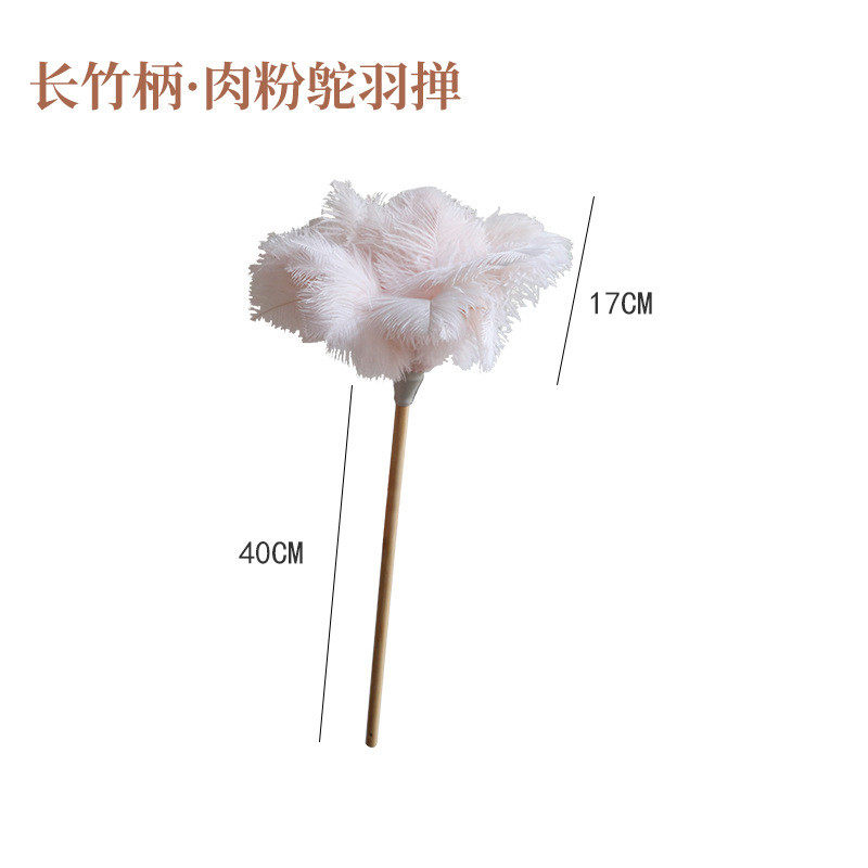 9opu批发肉粉鸵鸟静电掸竹长柄鸡毛掸子羽毛除尘掸扫灰禅子装饰掸