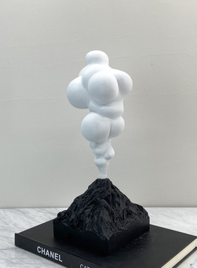 热销现代简约客厅电视柜创意趣味火山喷发摆件黑白样板房装饰品