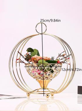 欧式水晶花瓶花盆创意金属水晶婚庆花瓶摆件烛台酒店家居烛光晚