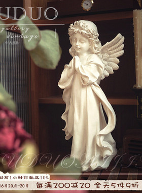 6b76美式欧式天使少女桌面树脂工艺品摆件客厅复古雕塑装饰