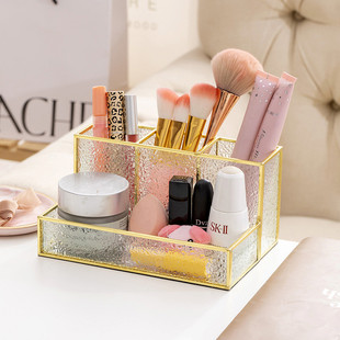 美甲笔桌面收纳盒日式工具化妆刷收纳笔筒刷子ins玻璃北欧置物架