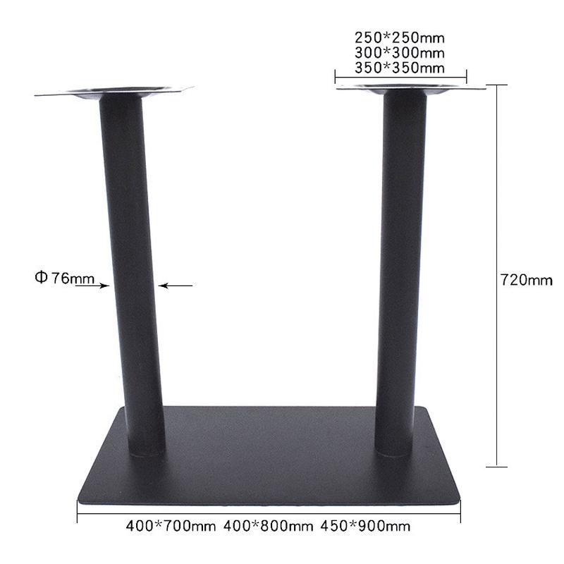 餐厅餐桌腿脚架吧台铁艺奶茶店金属双柱方形桌子支撑架桌子腿桌脚