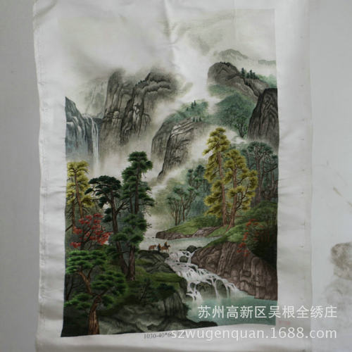 绣生产山水客厅书房装饰画手工刺绣苏州礼品厂家片