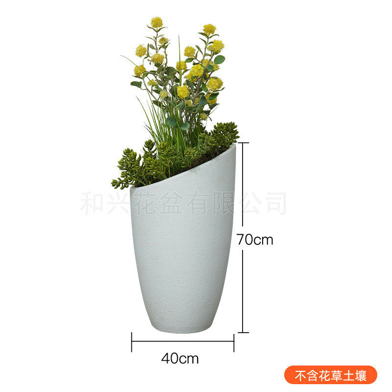 口户外玻璃钢花盆定制简约斜厂家大号花瓶室内水泥落地绿植盆栽