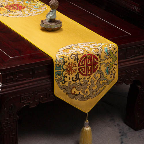 布中国风桌旗茶台厂家家用中式餐桌布轻奢长条茶几盖布巾床旗供货