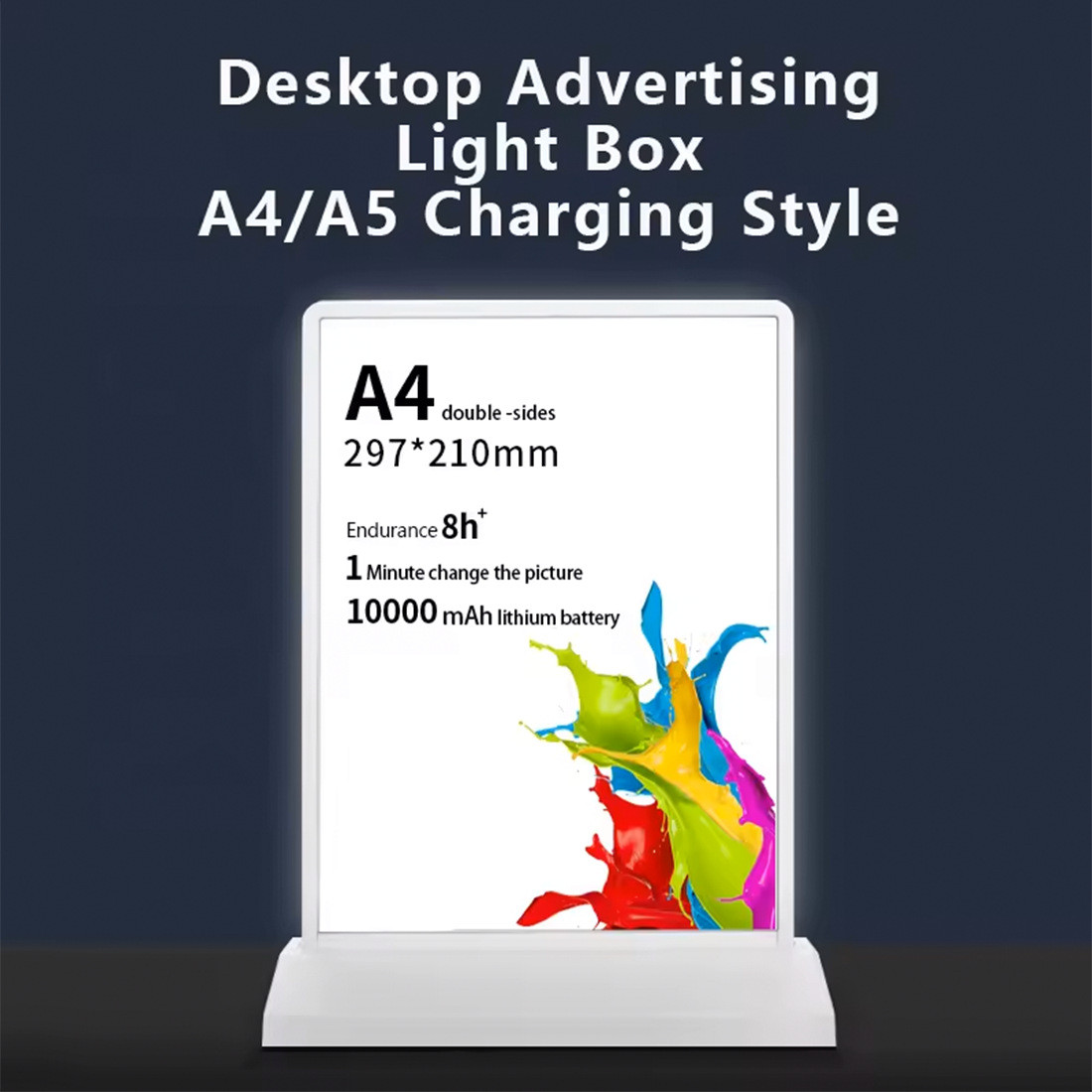 热销rechargeable desktop advertising sign double side light