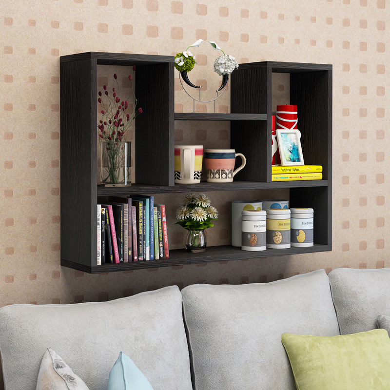 热销墙上置物架免打孔壁挂式柜子客厅装饰创意木板书架简约挂墙吊